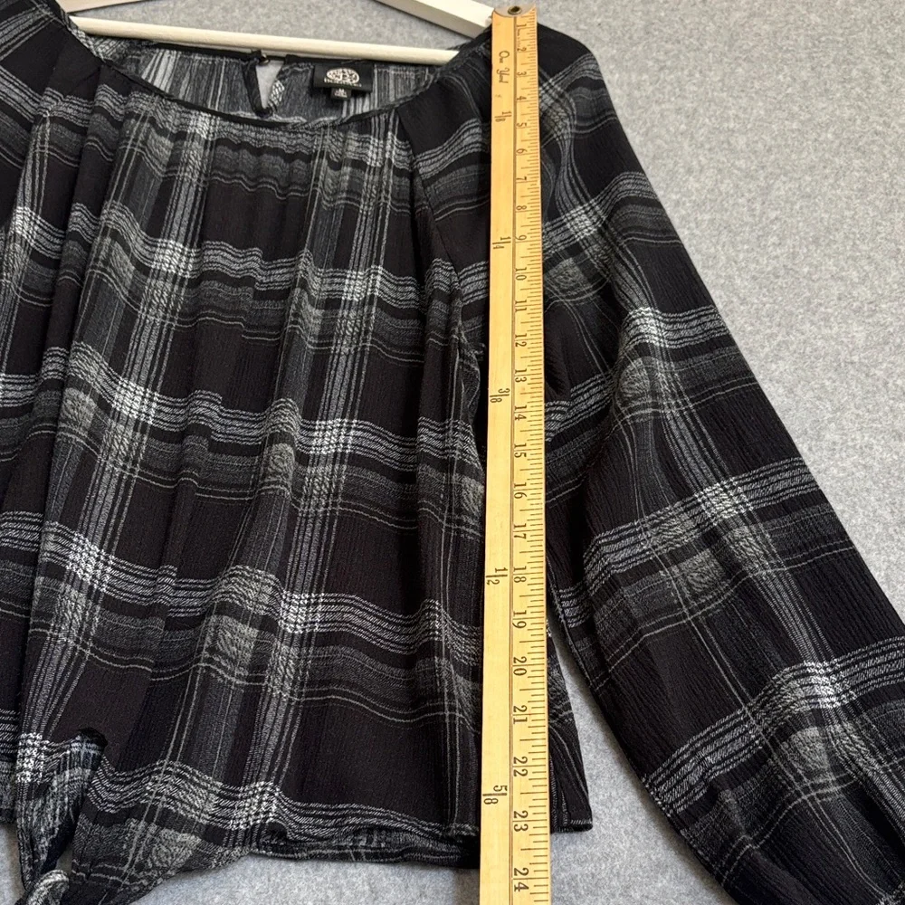 Bobeau Long Sleeve Peasant Plaid Blouse M - Picture 6 of 9
